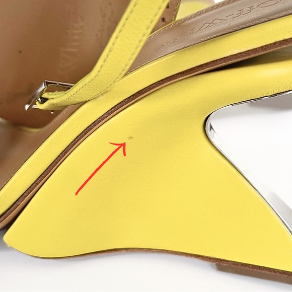 Off-White Virgil Abloh Yellow Jug Wedge Heel Leather Sandals Size EUR 39, US 9 - Picture 17 of 17